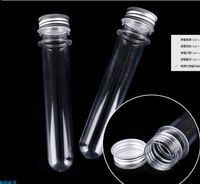 Wholesale 200pcs ml transparent mask bath salt test PET tube with aluminum cap cc clear plastic cosmetic tubes with pressure sensitive seal