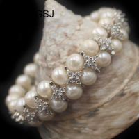 Wholesale Beaded Strands mm Nearly Round Freshwater Pearl Handmade Girl Strand Stretch Adjustable Bracelet quot