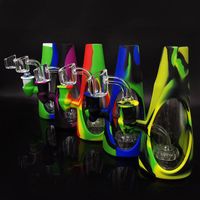 Wholesale Factory out sell glass siliocne bong small size colorful Hookahs dab rig tobacco smoke bongs