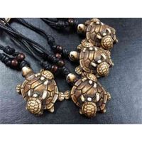 Wholesale 12 Retro Imitation Bone Powder Mens tribal Hawaii brown surf turtle Necklace