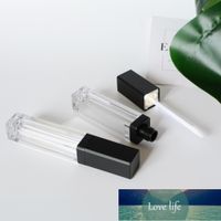 Wholesale 7ml Matte Silver Black Color Empty Lip Gloss Tube with Light Mirror Lipstick DIY Packaging