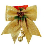 Wholesale Christmas Bows Large Red Gold Sparkling Glitter Ribbon Bow Christmas Tree Decoration Party Ornament Colors