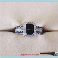Wholesale Band Rings Jewelry3 In Womens Wedding Ring Set Sterling Sier Engagement Ring Bridal Jewelry R1997X Black Christmas Finger J0525 Dr