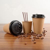 Wholesale Mugs Paper Coffee Cup Disposable With Lid Cover Eco Friendly Tea Cups Party Drinking Accessories Wood Color