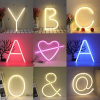 Wholesale Night Light Neon Alphabet Lamp Letters Number Color Change For Birthday Wedding Party Bedroom Wall Hanging Decor Light Night