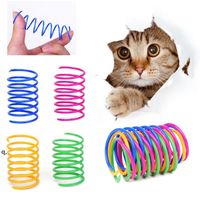 Wholesale 4pcs Kitten Cat Toys Colorful Plastic Spring Cat Toys Bouncing Coil Spiral Springs Toy Pet Supplies RRB12554