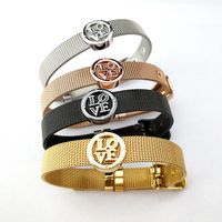 Wholesale 5PCS Fashion Love Round Connector Inspired Jewelry watch belt bangle CZ Micro Pave Charm Bead Bracelet BG216