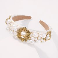 Wholesale Wedding Party Bride Hair Band Baroque Style Women Pearl Headbands Vintage Fashion Alloy Flower Hairband for Lady