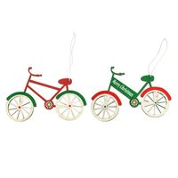 Wholesale Christmas Decorations Merry Bicycle Wooden Decor Hang Ornament For Tree Walls N