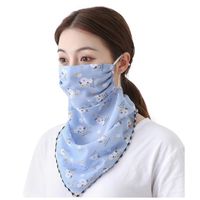 Wholesale Scarves Women Chiffon Face Mouth Scarf Sun Protection Neck Cover Flower Print Riding Ring Wraps Dustproof Bandana A5