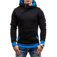 Wholesale Men s Hoodies Sweatshirts Autumn Winter Oblique Zipper Sports Casual Fashion Outwear With Hooded Tops Plus Size