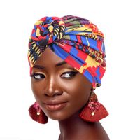 Wholesale Hair Accessories Ladies Chemo Cap Bandanas Fashion Women African Pattern Flower Turban Muslim Headscarf Headwrap