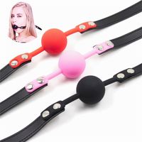 Wholesale Flirt Toys of Silicone Safety Mouth Gag Ball With Leather Strap Shackle Lock for Bdsm Bondage Adults Games