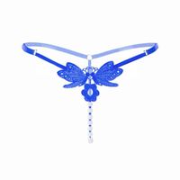 Wholesale Adjustable Sexy Lady butterfly Embroidery pearl G string V string Panties Adjustable Size Underwear slip homme sexy lingerie