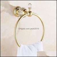 Wholesale Towel Hardware Bath Home Gardentowel Rings Euro Style Crystal Brass Holder Diamond Wall Mounted Bar Bathroom Aessories Drop Delivery