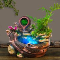 Wholesale Resin DIY Plants Micro Landscape Waterscape Indoor Potted Succulents Rockery Water Fountain Feng Shui Home Office Decoration