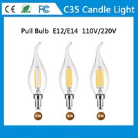 Wholesale LED Bulbs Filament Lamp Candle Lights W C35 Series E12 E14 AC85 V No Dimmable Crystal Lighting bulb Clear Glass for Chandeliers Pendant Floor Light