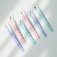 Wholesale Eyebrow Tools Stencils Colored Anti Static Tweezers For Eyelash Extension Stainless Steel Set Beauty Precision Makeup Kit Repair