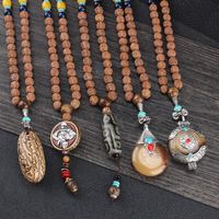 Wholesale Pendant Necklaces mm Rudraksha Bead Necklace Handmade Nepal Tibetan Buddhism Yoga Healing Mala Elephant Dzi Eye Jewelry