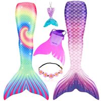 Wholesale the Little Mermaid Tails Can Add Monofin Swimwear for Kids Adults Halloween Cosplay Swimmable Bathing Suit Costumes
