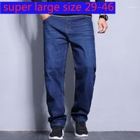 Wholesale Arrival Men Stretch Jeans Super Large Fashion Loose Straight Full Length Casual Plus Size