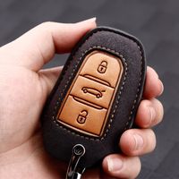 Wholesale Leather Car Key Case Smart Remote Key Cover for Peugeot Citroen C4 C4L C6 C3 XR Keychain Accessories