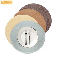Wholesale pp woven round placemat weave waterproof cm inch braided dining mats coasters set bowl pad table decoration