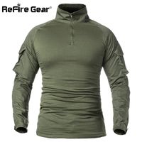 Wholesale Men s T Shirts ReFire Gear Men Army Tactical T Shirt SWAT Soldiers Combat T Shirt Long Sleeve Camouflage Shirts Paintball XL