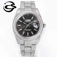 Wholesale Luxury Diver mechanical watch V3 version L Steel ETA Movement Ice cube Gypsophila Arab Rollexables Diamond Watch