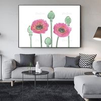 Wholesale Paintings Nordic Mauve Poppies Flowers Watercolor Wall Art Canvas Painting Home Decor Posters And Prints Pictures For Living Room Cuadros