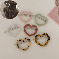 Wholesale Korean Fashion Arylic Heart Shaped Hair Clips for Women Acetate Barrette Geometric Headwear Hairpin Girls Hair Accessories