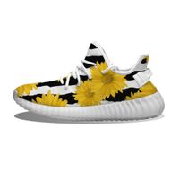 Wholesale Diy Custom Daisy on Black White Zebra Stripe Running Shoes Mesh Printed Mens Womens Trainers Outdoor Sports Sneakers D52