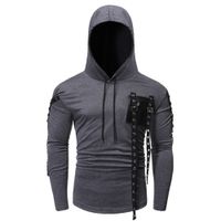 Wholesale Men s Hooded Bottom Shirt with Individual Front Pocket Casual Long Sleeve T shirt