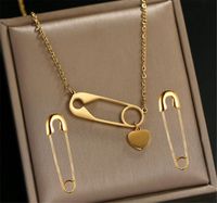 Wholesale Earrings Necklace L Stainless Steel D Golden Pin Pendant Elegant Design Sense Simple Temperament Jewelry Set