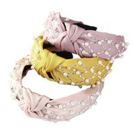 Wholesale Sweet Wide Top Knotted Headband Women Pearl Solid Color Headbands Hairbands Hair Hoop Fashion Head Band Hair Accessories