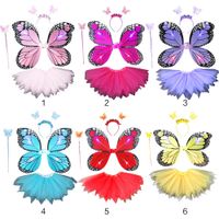 Wholesale Adult Kids Fairy Costume Set LED Simulation Butterfly Wings Pointed Tutu Skirt Headband Wand Princess Girls Party Dress Up