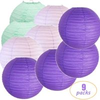 Wholesale Chinese paper round lanterns pieces set inches wedding hanging ball colors purple mint green indoor and outdoor decoration Q0810
