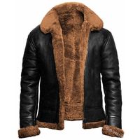 Wholesale Men s Trench Coats Pu Leather Jackets Men Winter Jacket Thick Warm Parkas Fur Fleece Inner Business Casual Man Waterproof Down Biker
