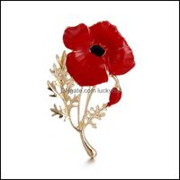 Wholesale Pins Brooches Jewelry Red Enamel Alloy Carnation Flower Shaped Womens Chic Clothing Decor Aessories Crafts Drop Delivery N15M