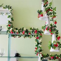 Wholesale Decorative Flowers Wreaths Packs Of Artificial Flower Wreath Cm Silk Climbing Rose Wedding Home Decoration Simulation Ivy Vine