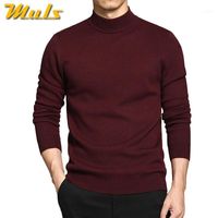Wholesale Men s Sweaters XL Muls Wine Red Turtleneck Men Winter Thick Knitted Pullovers Autumn Turtle neck Sweater X mas Plus Size XL1