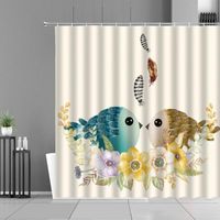 Wholesale Shower Curtains Cartoon Cute Bird Color Feather Flower Heart Flamingo Animal Children Room Decor Waterproof Bathroom Curtain Set