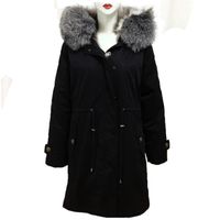 Wholesale Women s Fur Faux Black Silver Collar Parka Men Comfortable Luxury Long Genuine Leather Spell Color Lining Jacket
