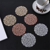 Wholesale Mats Pads Non slip Hollow Rose Placemat Household Heat Resistant PVC Dining Drinking Cup Mug Pad Mat For Tea Table Decoration