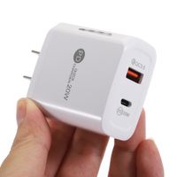 Wholesale 2port W USB C Wall Charger with led QC3 Mobile Phone Fast Charging Type C PD Travel Adapter for all phone