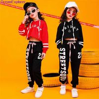 Wholesale Girls Hip Hop Hoodie Set Kids Sweatshirt Jogger Pant Street Dance Child Outfits Teenage Crop Streetwear Costumes Clothes