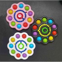 Wholesale Rainbow Push Pop Spinners Finger Fun Toys Flower Shape Fidget Spinners Bubble Poppers Board Spinner Toy Kids Adult Stress Relief Toy G643UC0