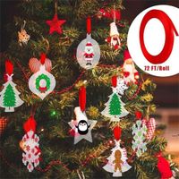 Wholesale With M Red Silky Ribbon Pc Christmas Tree Ornament Clear Acrylic Xmas Tree Hangtag Hanging Cards Snowflake Star Lantern window HHA10012