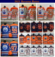 Wholesale 2021 Reverse Retro Connor McDavid C Wayne Gretzky Hockey Jerseys Edmonton Oilers Leon Draisaitl Orange Blue Stitched Jersey Classic Alternate Navy S XXXL
