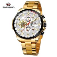 Wholesale FORSINING New styles Automatic Watch Mens Multi function Stainless Complete Calendar Military Automatic Watches Montre Relogio Waterproof